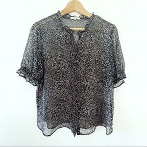 Pleione Smocked Neck Short Sleeve Blouse
